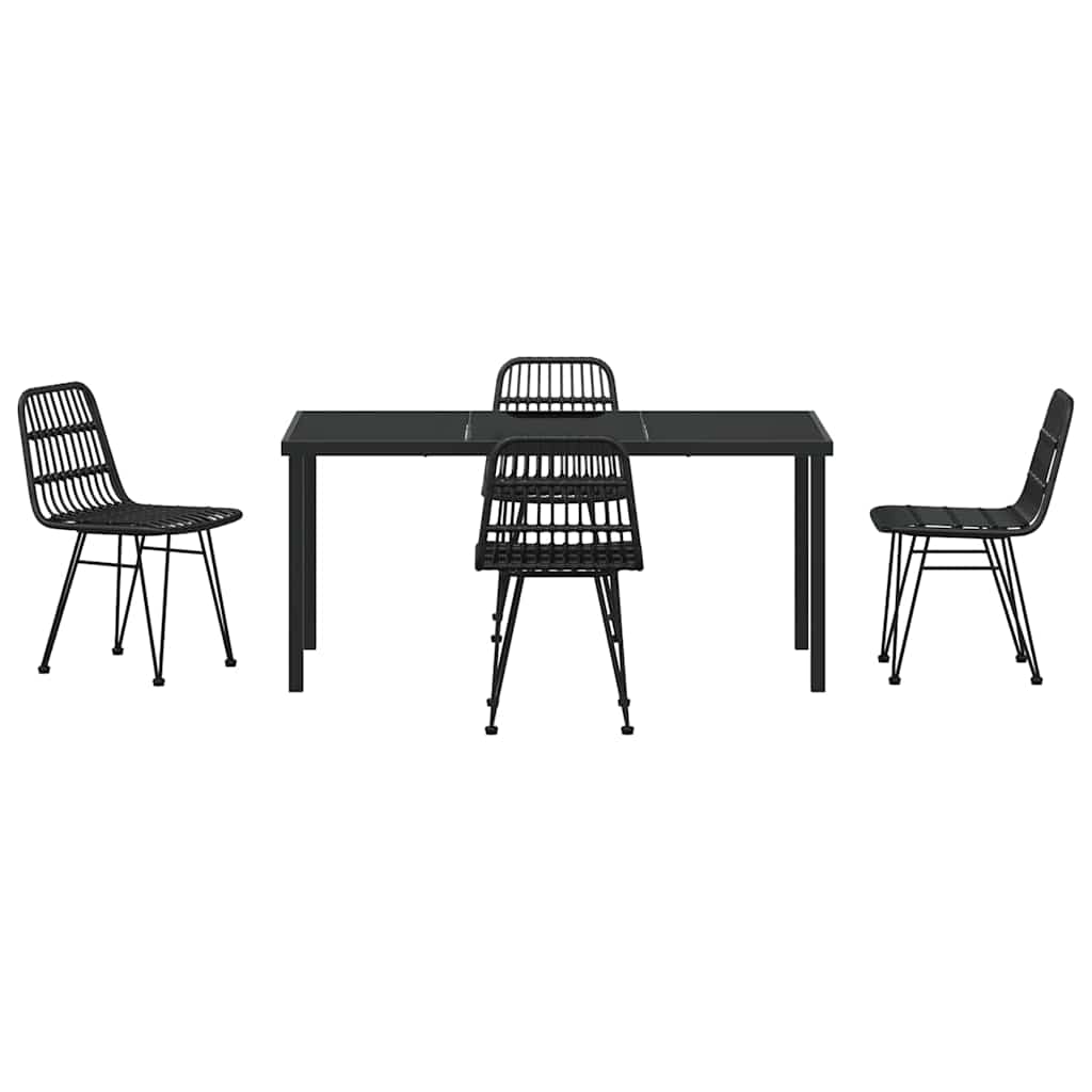 Set da Pranzo per Giardino 5 pcs Nero Poly Rattan - homemem39