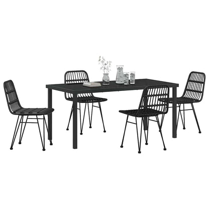 Set da Pranzo per Giardino 5 pcs Nero Poly Rattan - homemem39