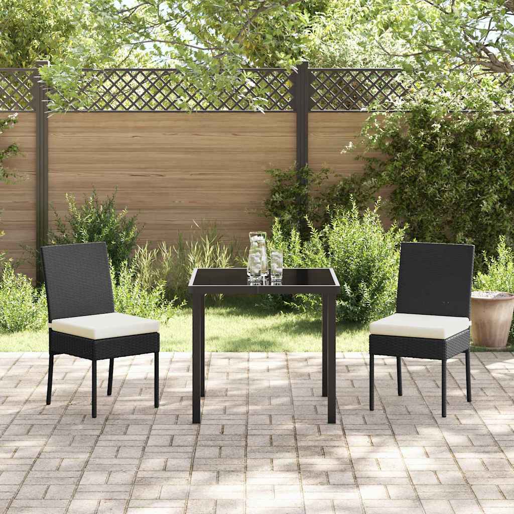 Set da Pranzo per Giardino 3 pcs Nero Poly Rattan - homemem39