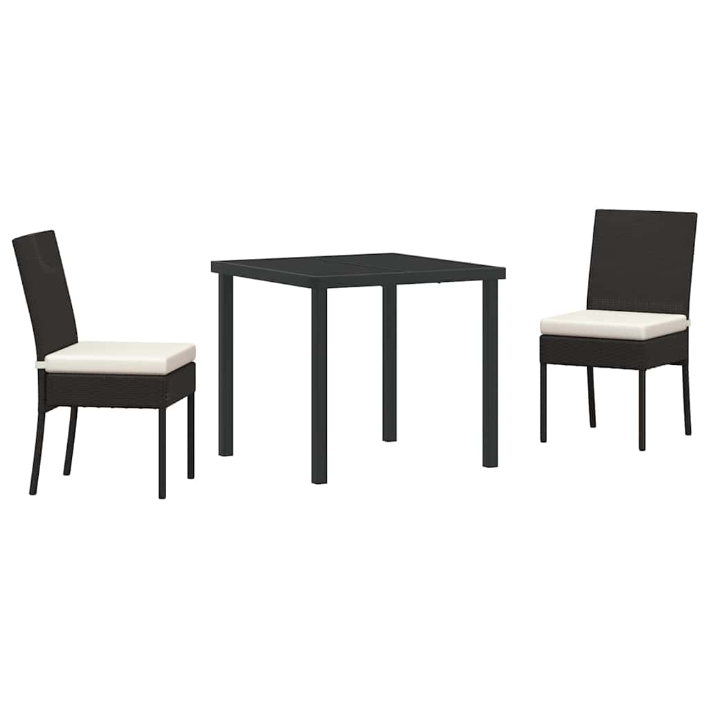 Set da Pranzo per Giardino 3 pcs Nero Poly Rattan - homemem39