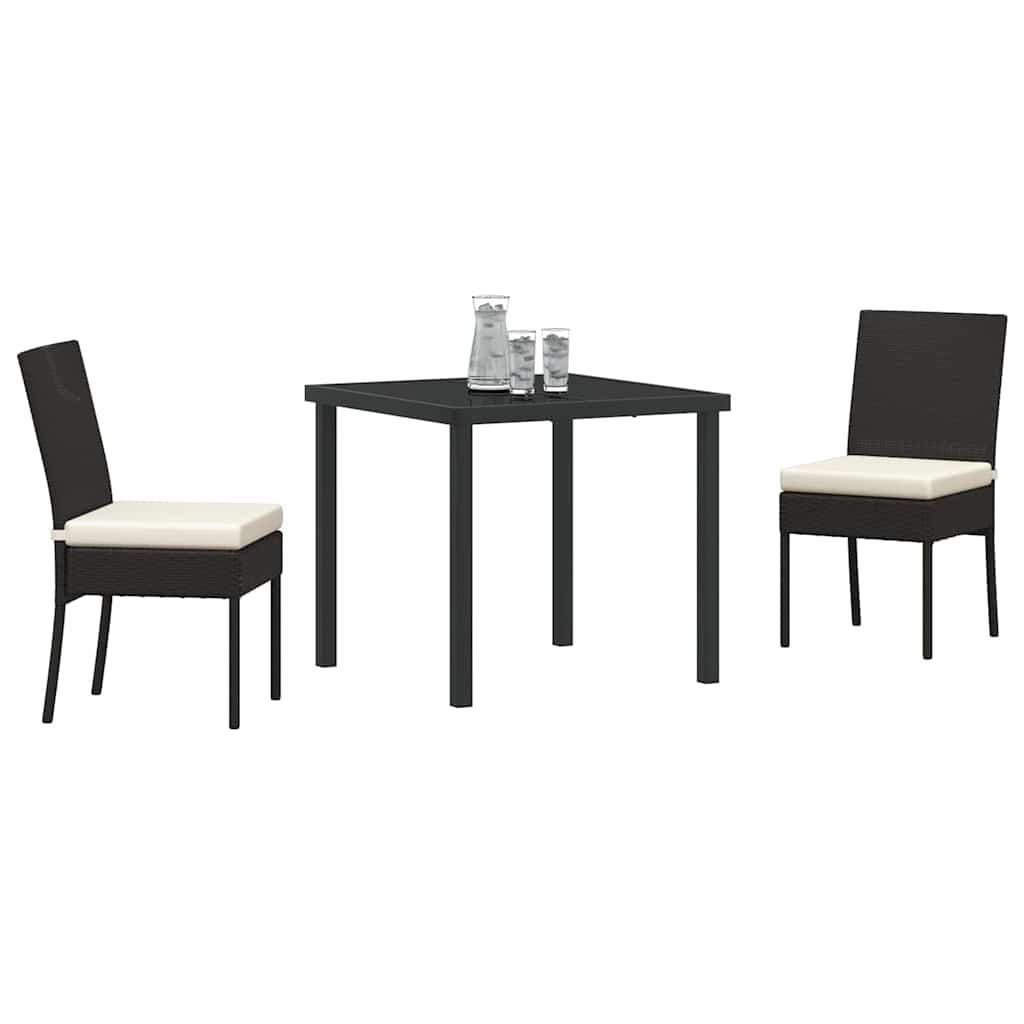 Set da Pranzo per Giardino 3 pcs Nero Poly Rattan - homemem39