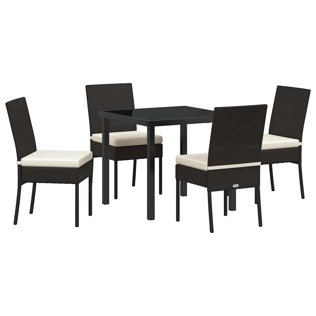 Set da Pranzo per Giardino 5 pcs Nero Poly Rattan - homemem39