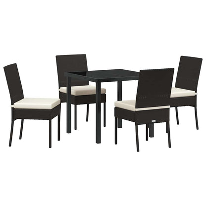 Set da Pranzo per Giardino 5 pcs Nero Poly Rattan - homemem39