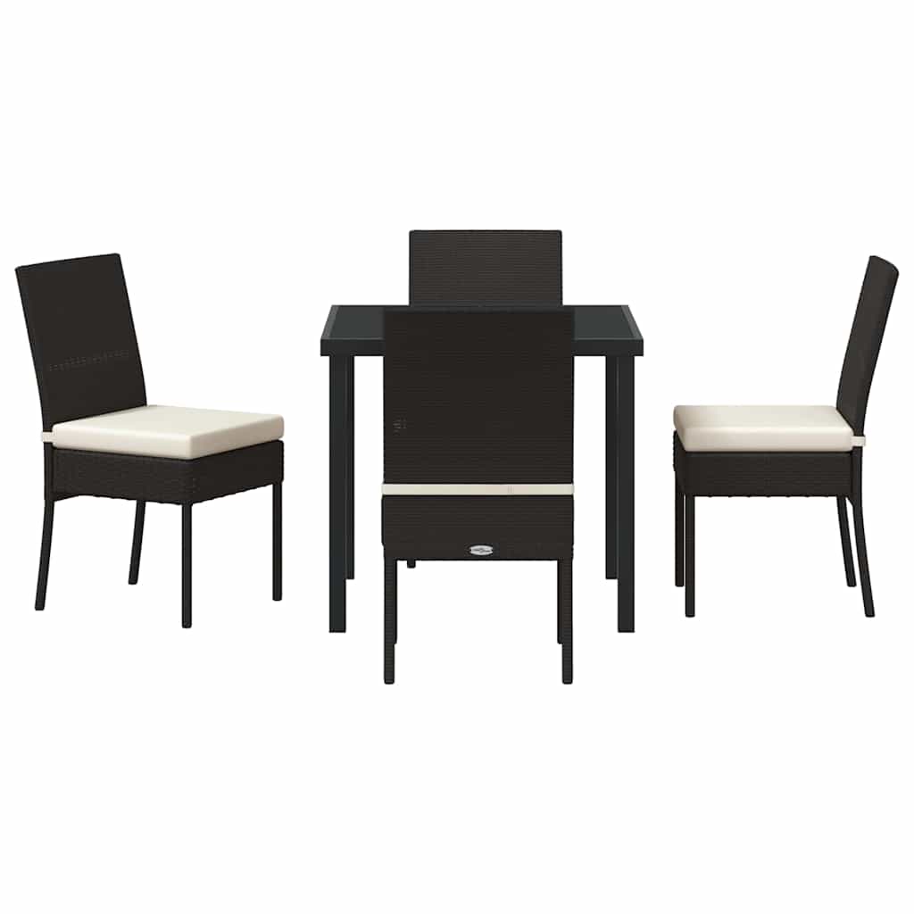 Set da Pranzo per Giardino 5 pcs Nero Poly Rattan - homemem39