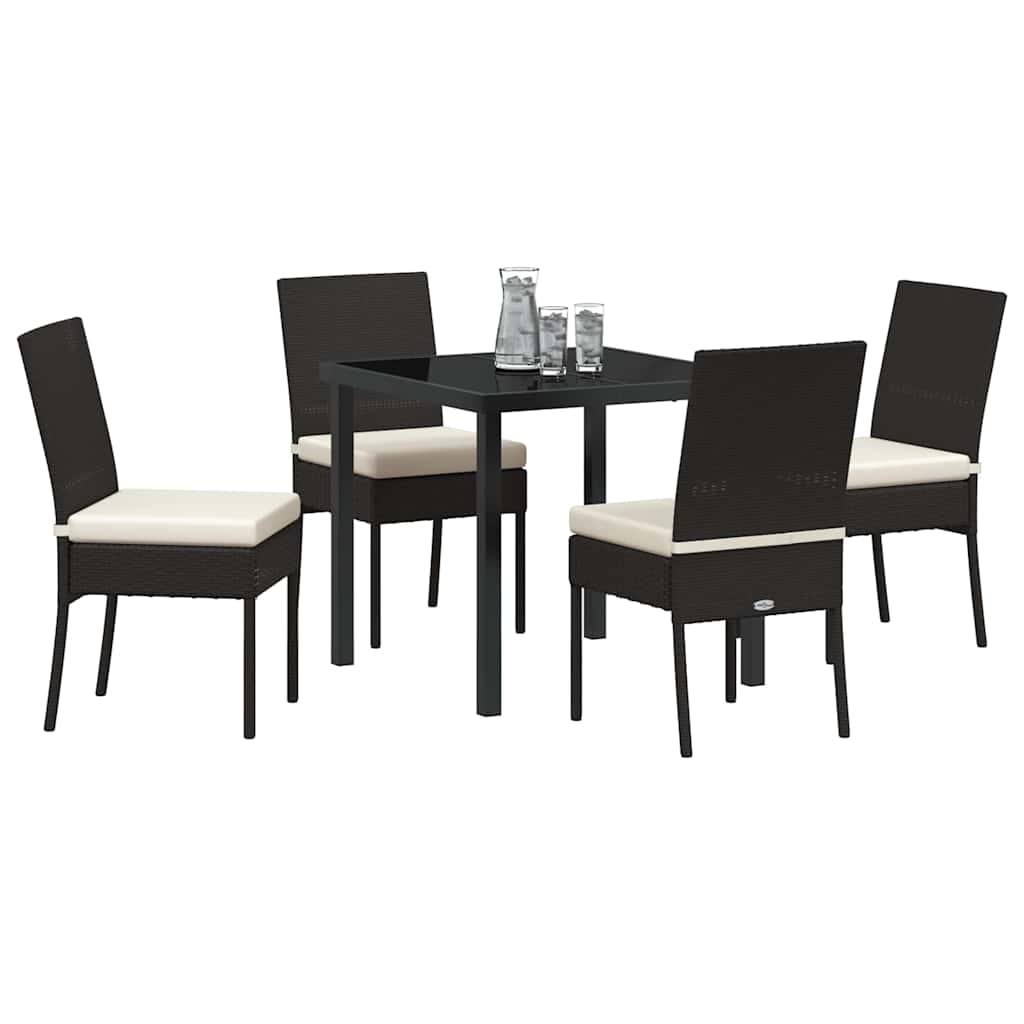 Set da Pranzo per Giardino 5 pcs Nero Poly Rattan - homemem39