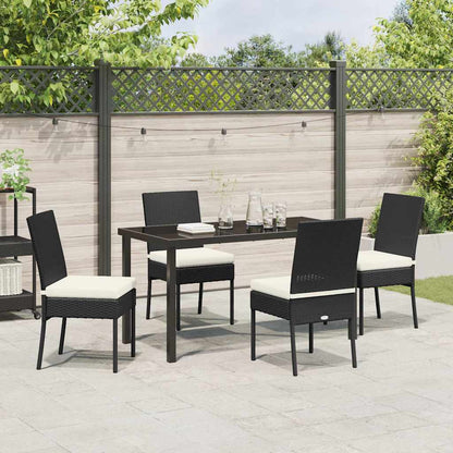 Set da Pranzo per Giardino 5 pcs Nero Poly Rattan - homemem39