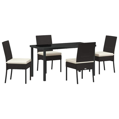Set da Pranzo per Giardino 5 pcs Nero Poly Rattan - homemem39