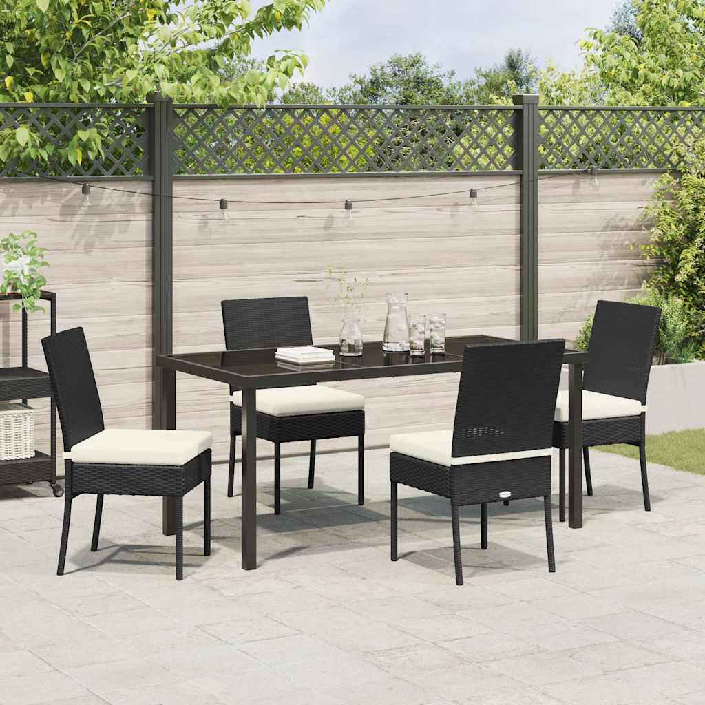 Set da Pranzo per Giardino 5 pcs Nero Poly Rattan - homemem39