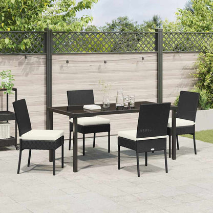 Set da Pranzo per Giardino 5 pcs Nero Poly Rattan - homemem39