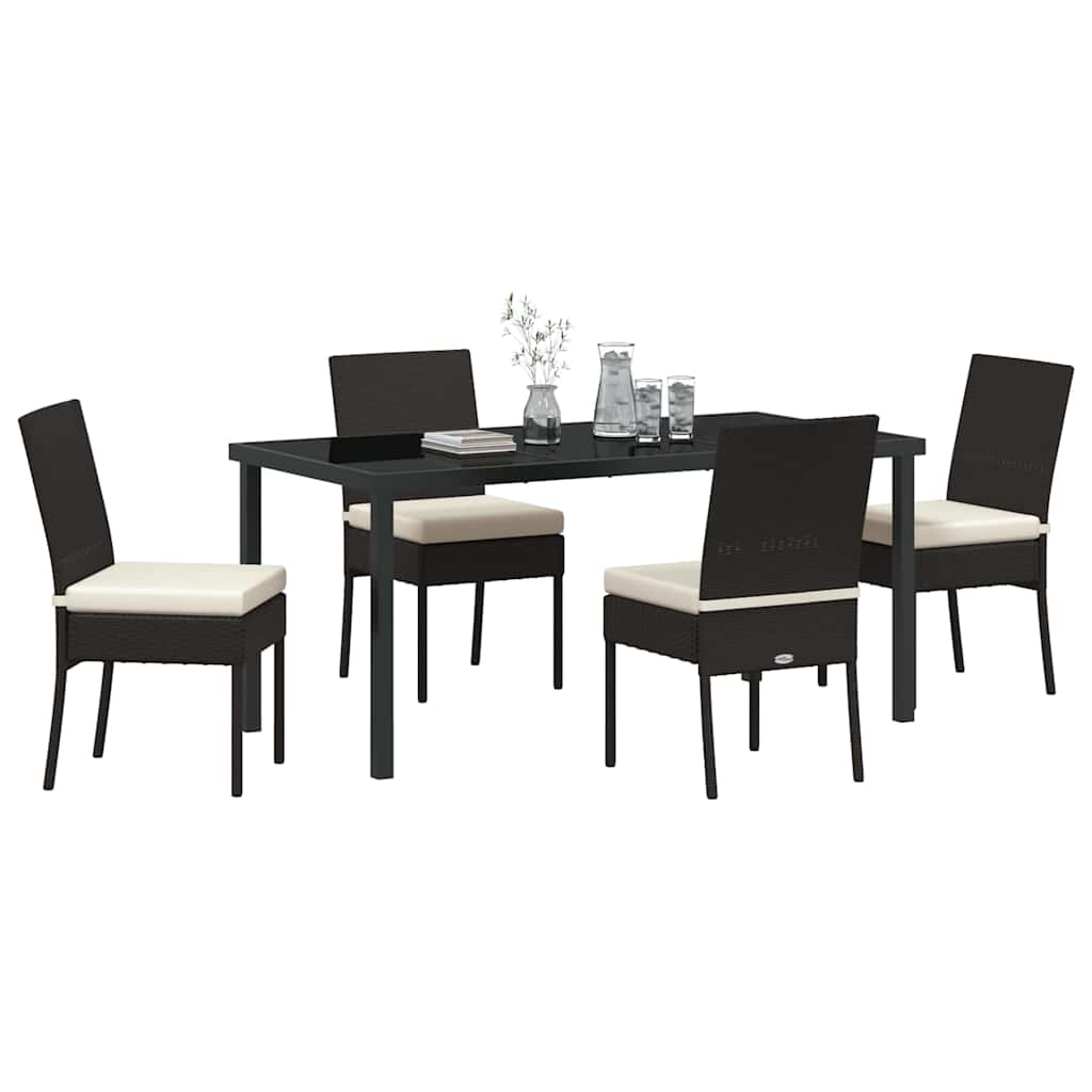Set da Pranzo per Giardino 5 pcs Nero Poly Rattan - homemem39