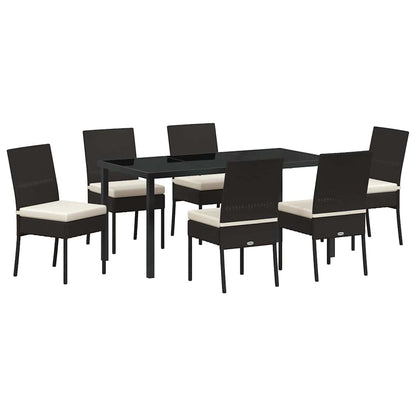 Set da Pranzo per Giardino 7 pcs Nero Poly Rattan - homemem39