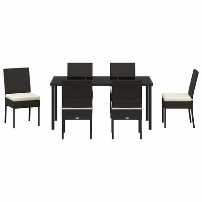 Set da Pranzo per Giardino 7 pcs Nero Poly Rattan - homemem39