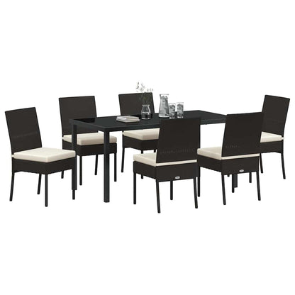Set da Pranzo per Giardino 7 pcs Nero Poly Rattan - homemem39