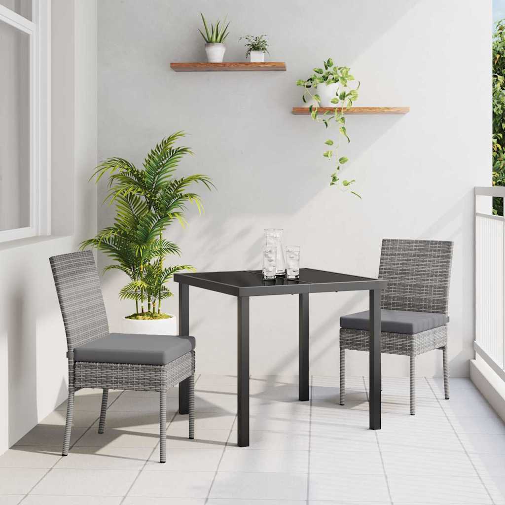 Set da Pranzo per Giardino 3 pcs Grigio Poly Rattan - homemem39