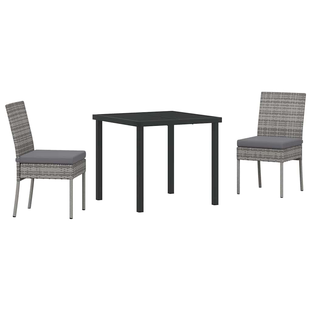 Set da Pranzo per Giardino 3 pcs Grigio Poly Rattan - homemem39