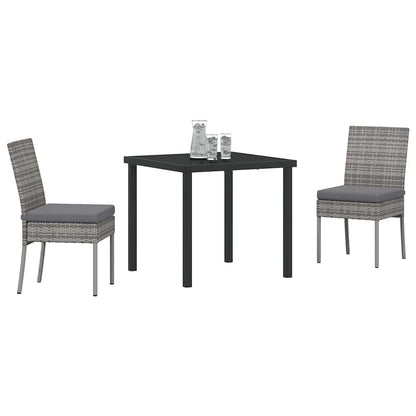 Set da Pranzo per Giardino 3 pcs Grigio Poly Rattan - homemem39