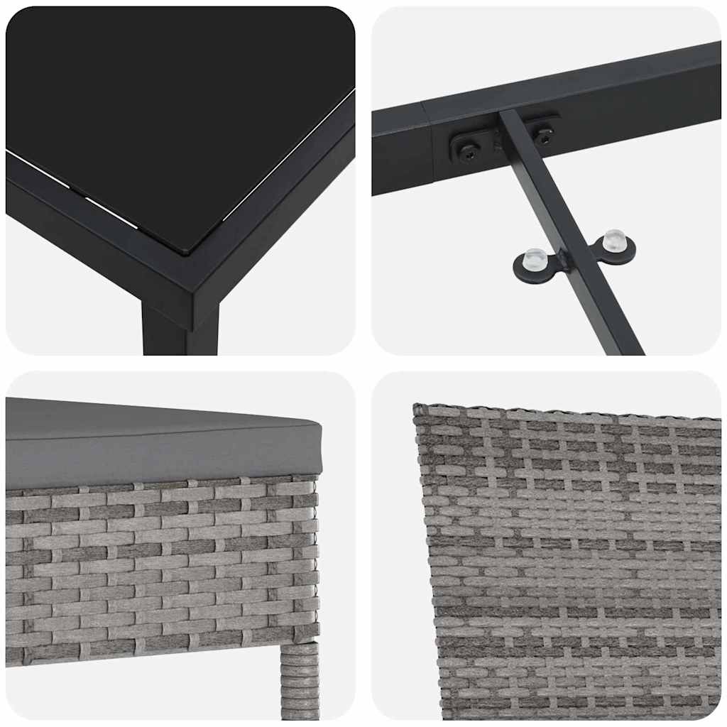 Set da Pranzo per Giardino 5 pcs Grigio Poly Rattan - homemem39