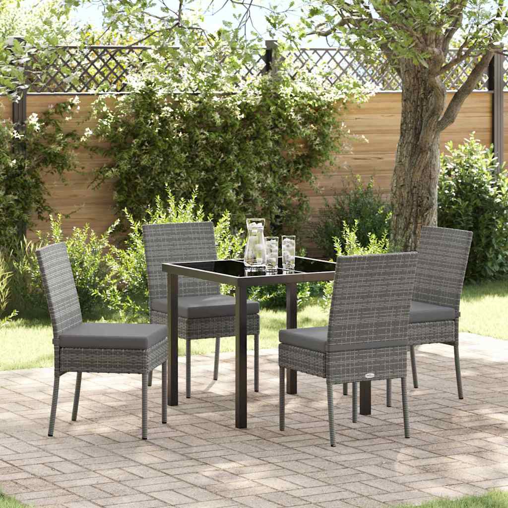 Set da Pranzo per Giardino 5 pcs Grigio Poly Rattan - homemem39