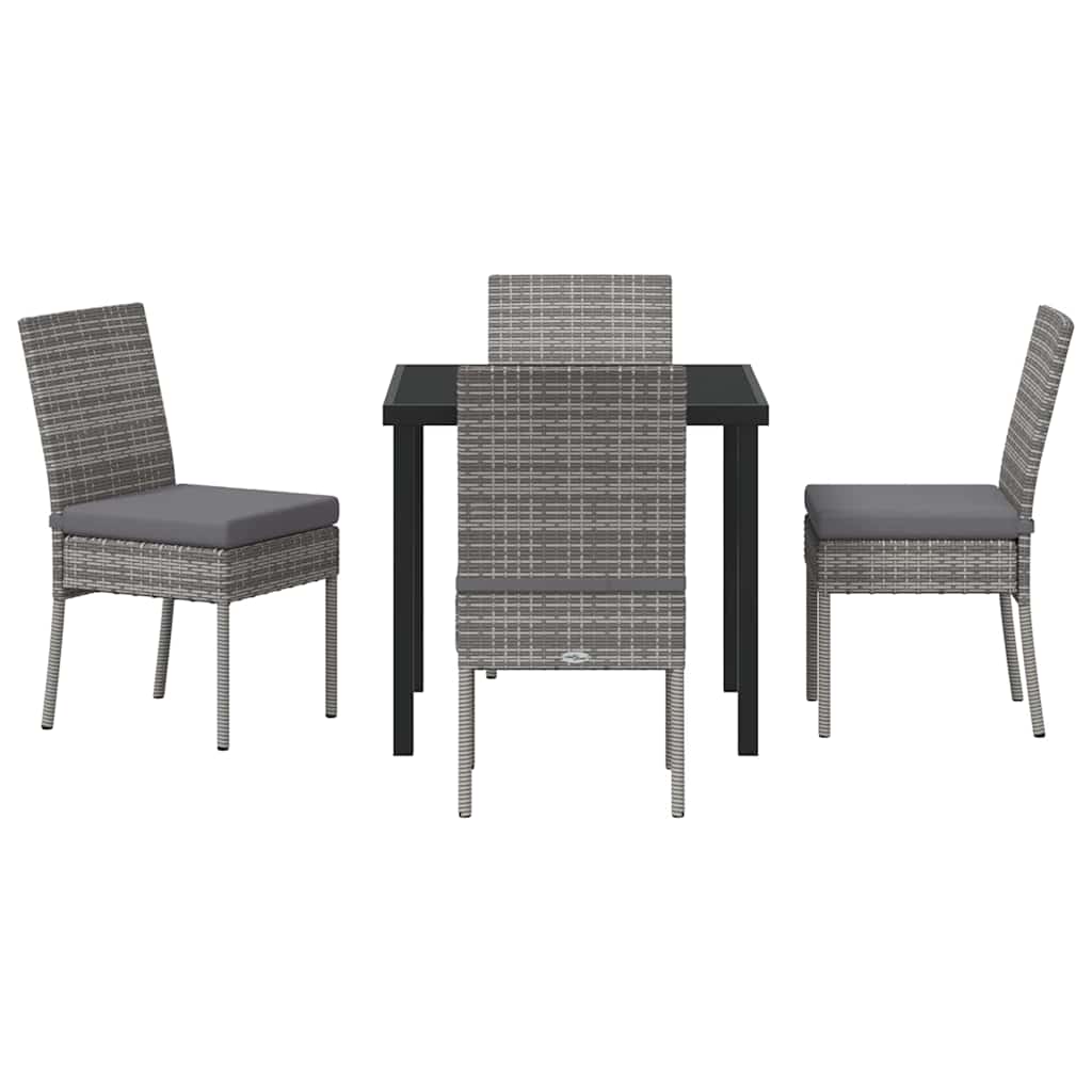 Set da Pranzo per Giardino 5 pcs Grigio Poly Rattan - homemem39