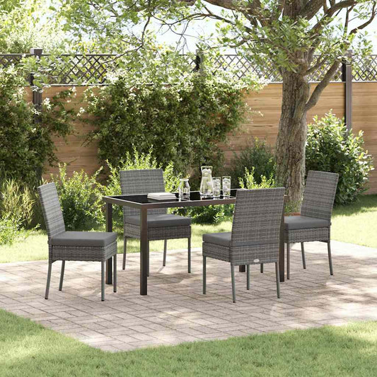 Set da Pranzo per Giardino 5 pcs Grigio Poly Rattan - homemem39