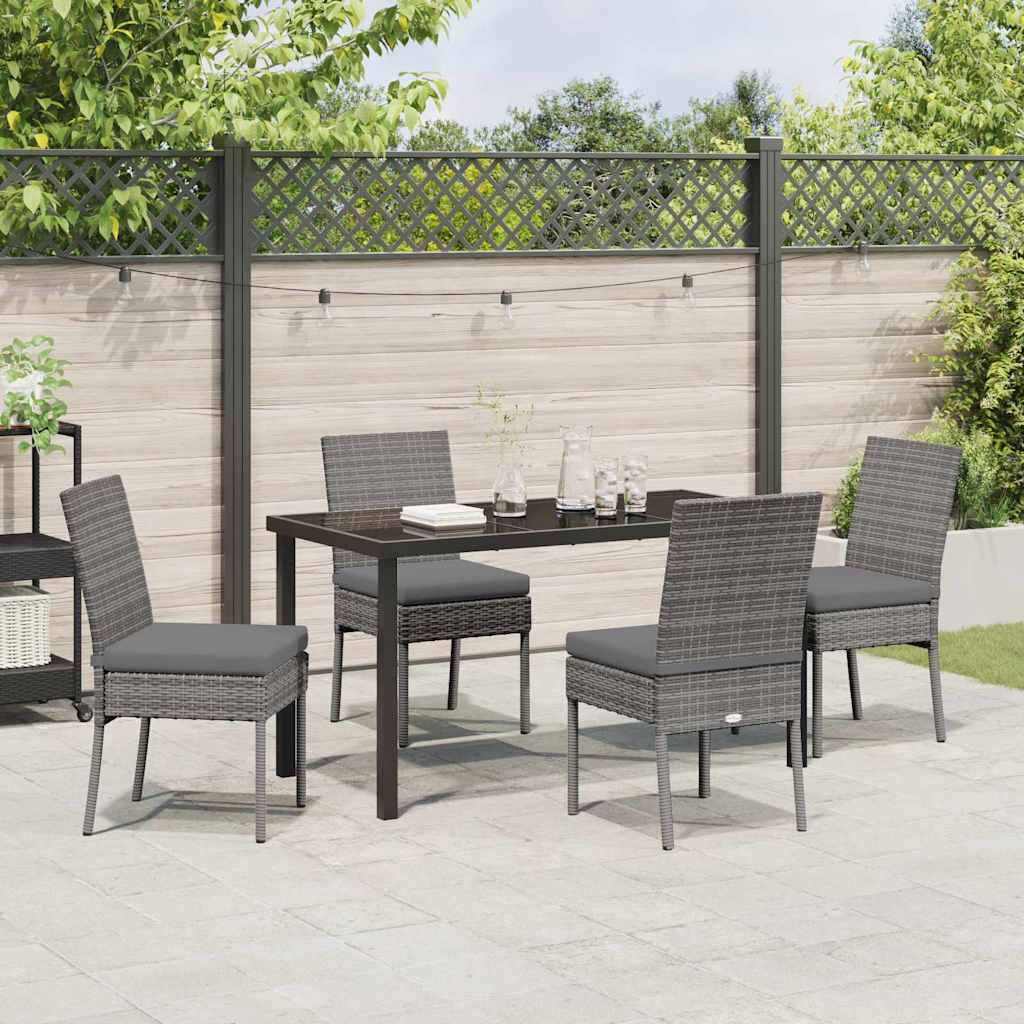 Set da Pranzo per Giardino 5 pcs Grigio Poly Rattan - homemem39
