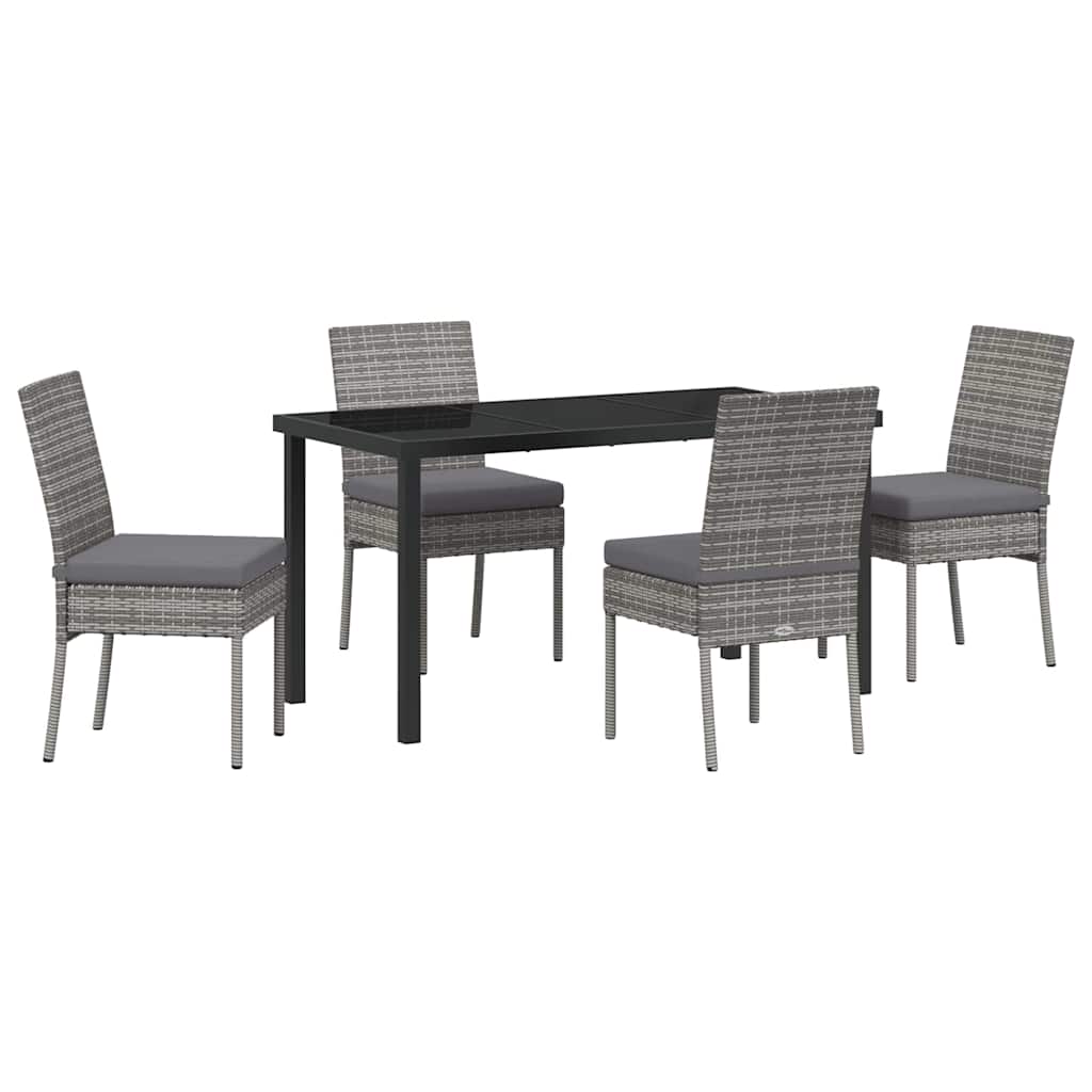 Set da Pranzo per Giardino 5 pcs Grigio Poly Rattan - homemem39
