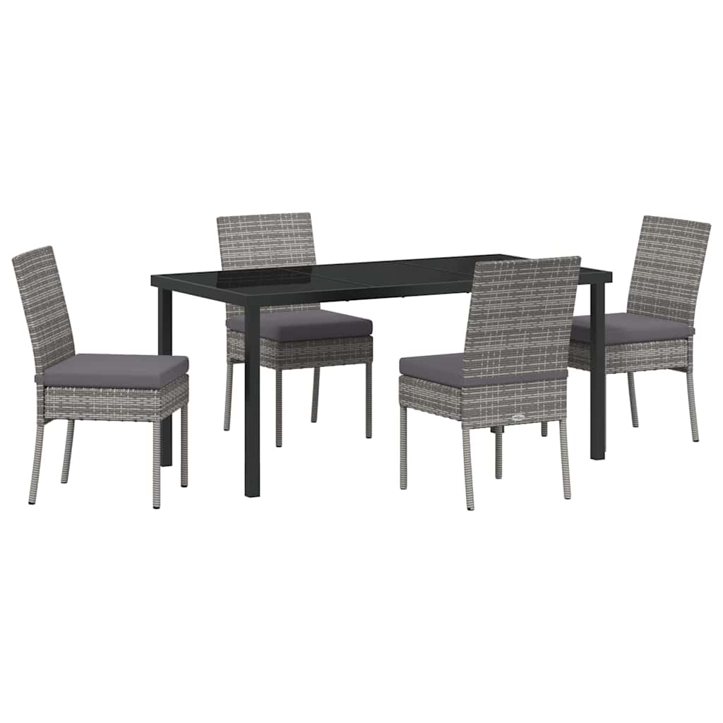Set da Pranzo per Giardino 5 pcs Grigio Poly Rattan - homemem39