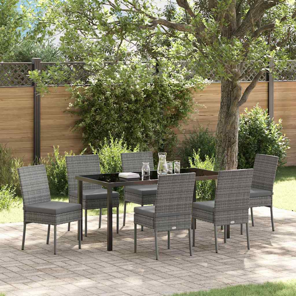 Set da Pranzo per Giardino 7 pcs Grigio Poly Rattan - homemem39