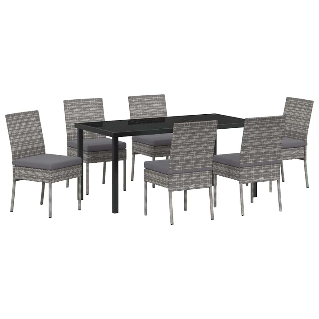 Set da Pranzo per Giardino 7 pcs Grigio Poly Rattan - homemem39
