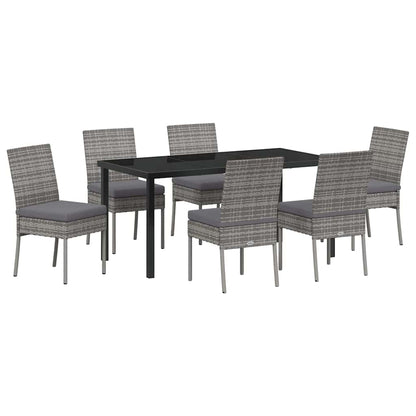 Set da Pranzo per Giardino 7 pcs Grigio Poly Rattan - homemem39