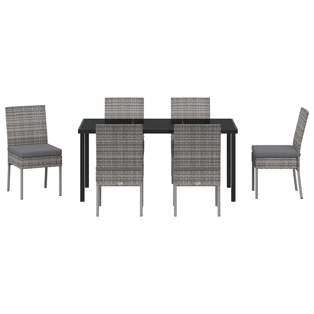 Set da Pranzo per Giardino 7 pcs Grigio Poly Rattan - homemem39