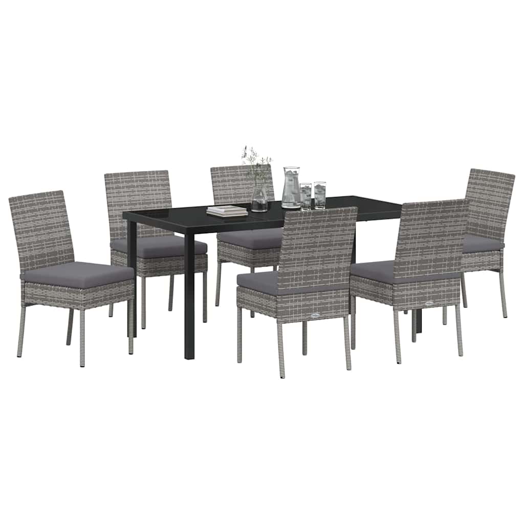 Set da Pranzo per Giardino 7 pcs Grigio Poly Rattan - homemem39