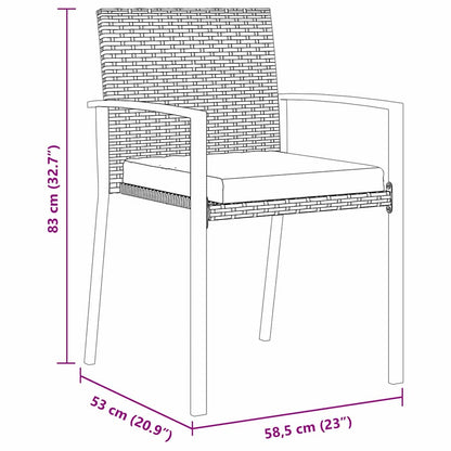 Set da Pranzo per Giardino 3 pcs Nero Poly Rattan - homemem39