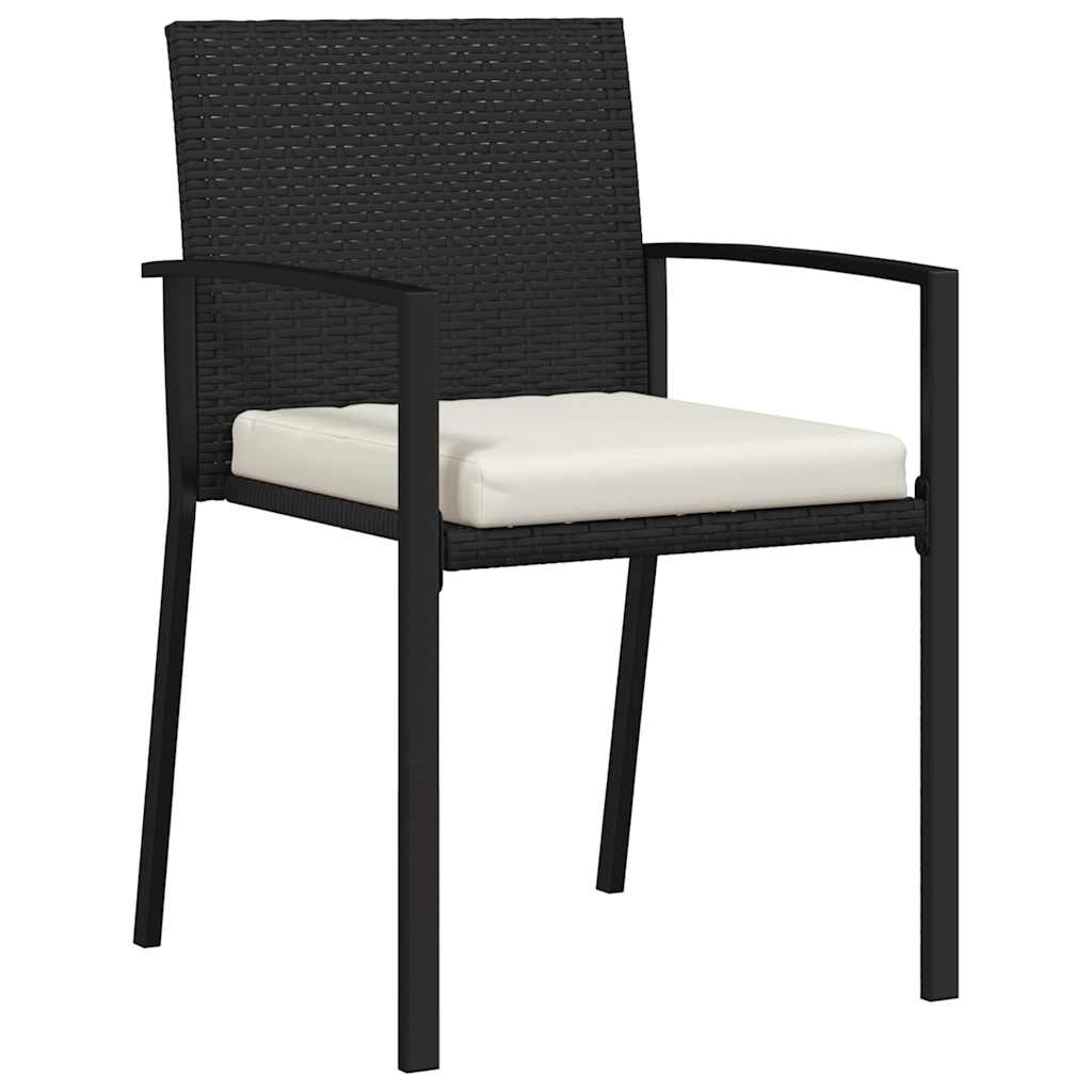Set da Pranzo per Giardino 5 pcs Nero Poly Rattan - homemem39