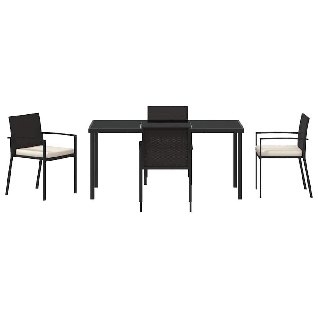 Set da Pranzo per Giardino 5 pcs Nero Poly Rattan - homemem39