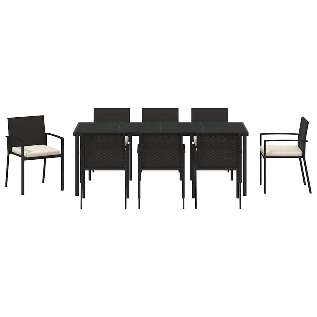Set da Pranzo per Giardino 9 pcs Nero | homemem39