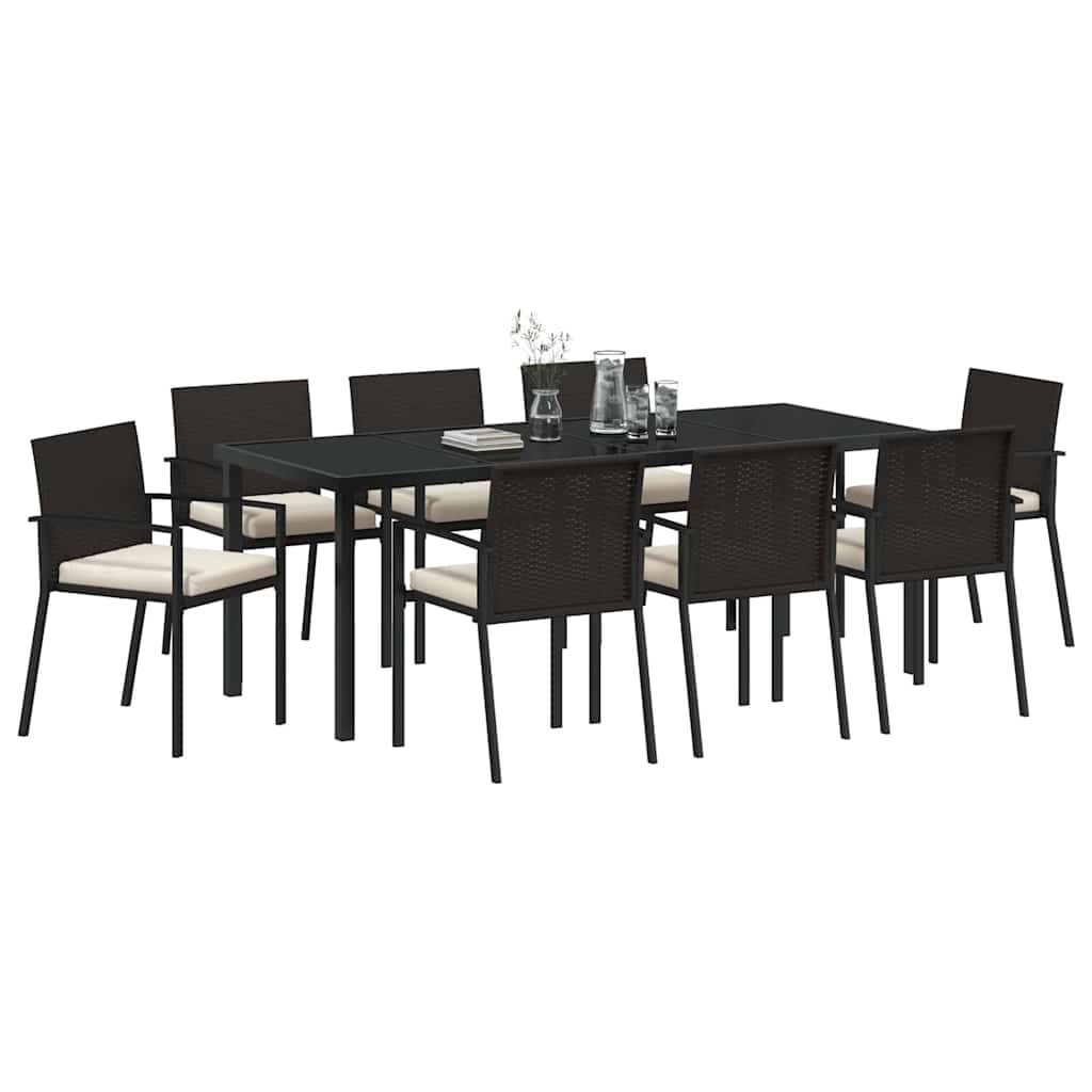 Set da Pranzo per Giardino 9 pcs Nero | homemem39