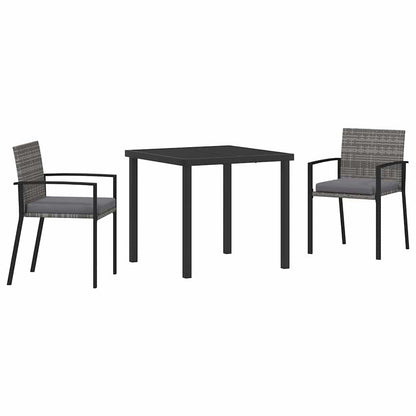 Set da Pranzo per Giardino 3 pcs Grigio Poly Rattan - homemem39