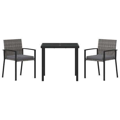 Set da Pranzo per Giardino 3 pcs Grigio Poly Rattan - homemem39