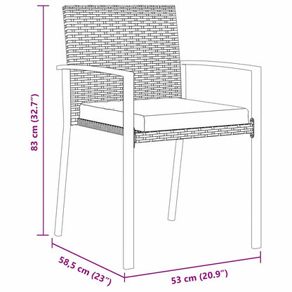 Set da Pranzo per Giardino 3 pcs Grigio Poly Rattan - homemem39