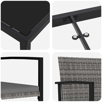 Set da Pranzo per Giardino 5 pcs Grigio Poly Rattan - homemem39