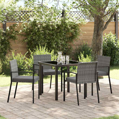 Set da Pranzo per Giardino 5 pcs Grigio Poly Rattan - homemem39