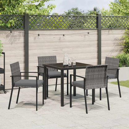 Set da Pranzo per Giardino 5 pcs Grigio Poly Rattan - homemem39