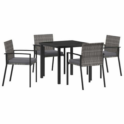 Set da Pranzo per Giardino 5 pcs Grigio Poly Rattan - homemem39
