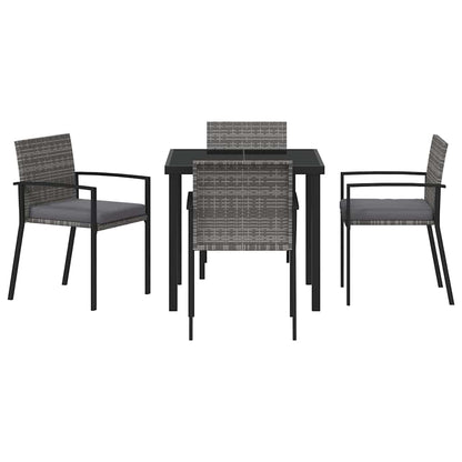 Set da Pranzo per Giardino 5 pcs Grigio Poly Rattan - homemem39