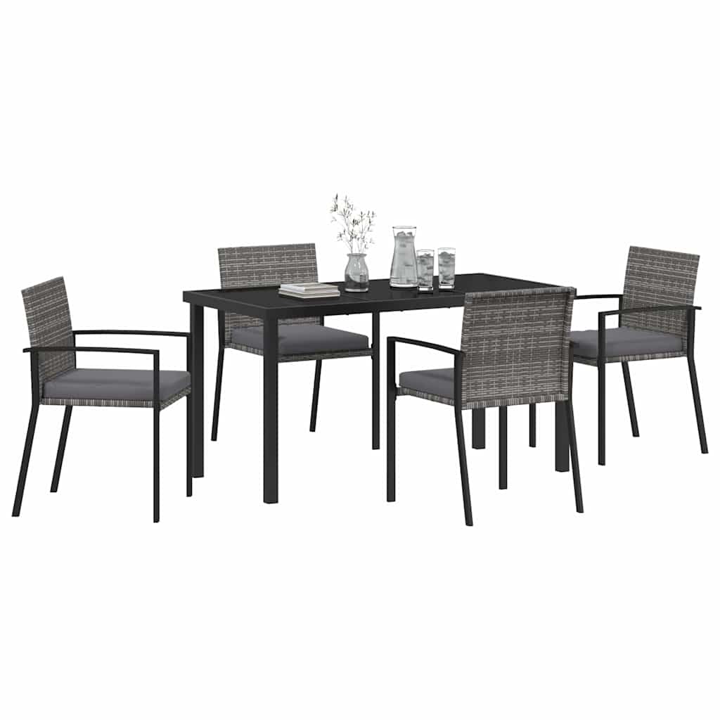 Set da Pranzo per Giardino 5 pcs Grigio Poly Rattan - homemem39