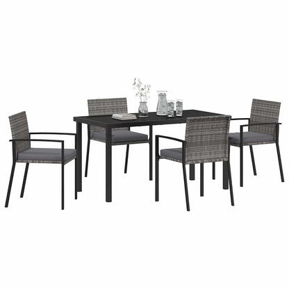 Set da Pranzo per Giardino 5 pcs Grigio Poly Rattan - homemem39