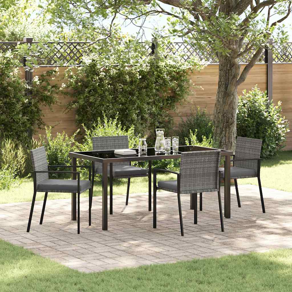 Set da Pranzo per Giardino 5 pcs Grigio Poly Rattan - homemem39