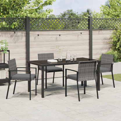 Set da Pranzo per Giardino 5 pcs Grigio Poly Rattan - homemem39
