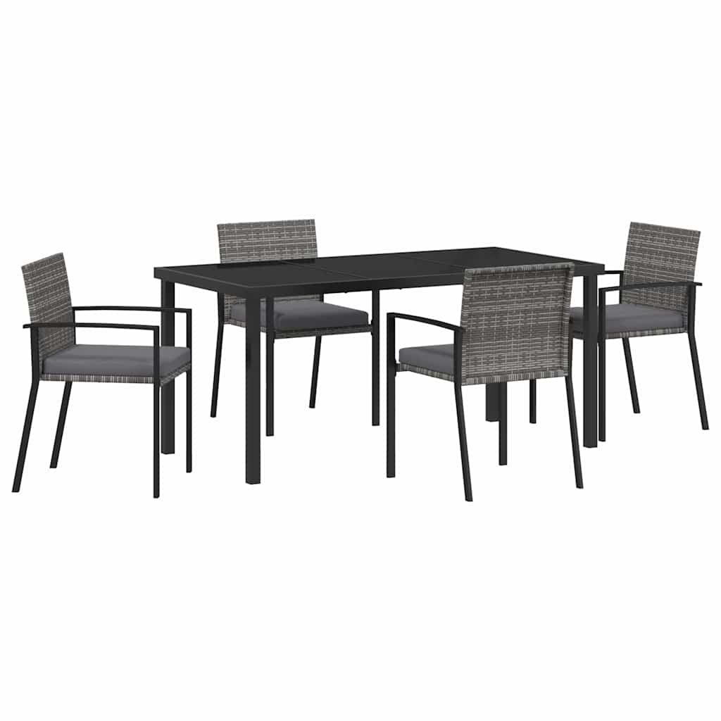 Set da Pranzo per Giardino 5 pcs Grigio Poly Rattan - homemem39